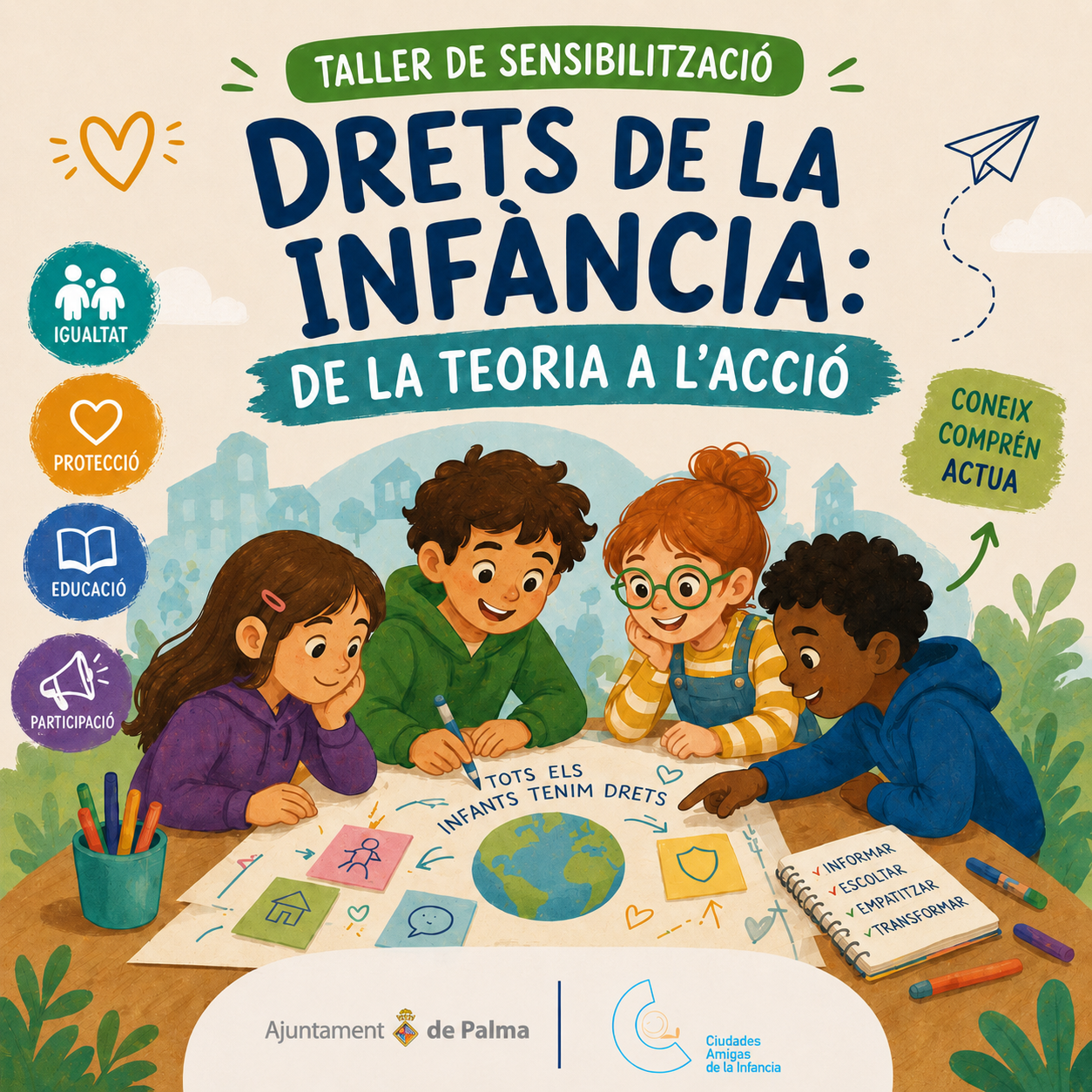 Drets de la infància; de la teoria a l’accio Cartell